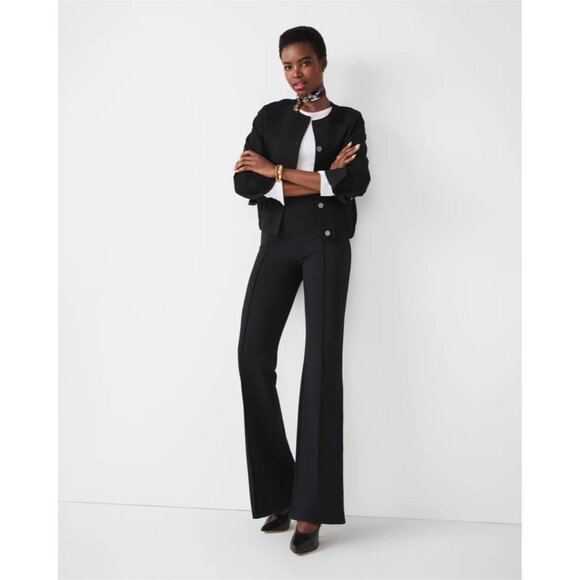 NWT Spanx Black Flare-Leg Pants Large Ponte pull-on elastic waist - Picture 1 of 10